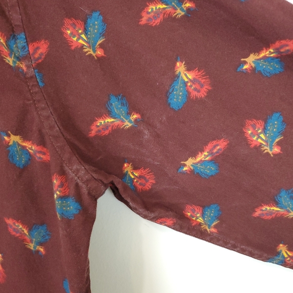 Obey Propaganda Long Sleeve Feather Print Button Down Shirt - Picture 7 of 12